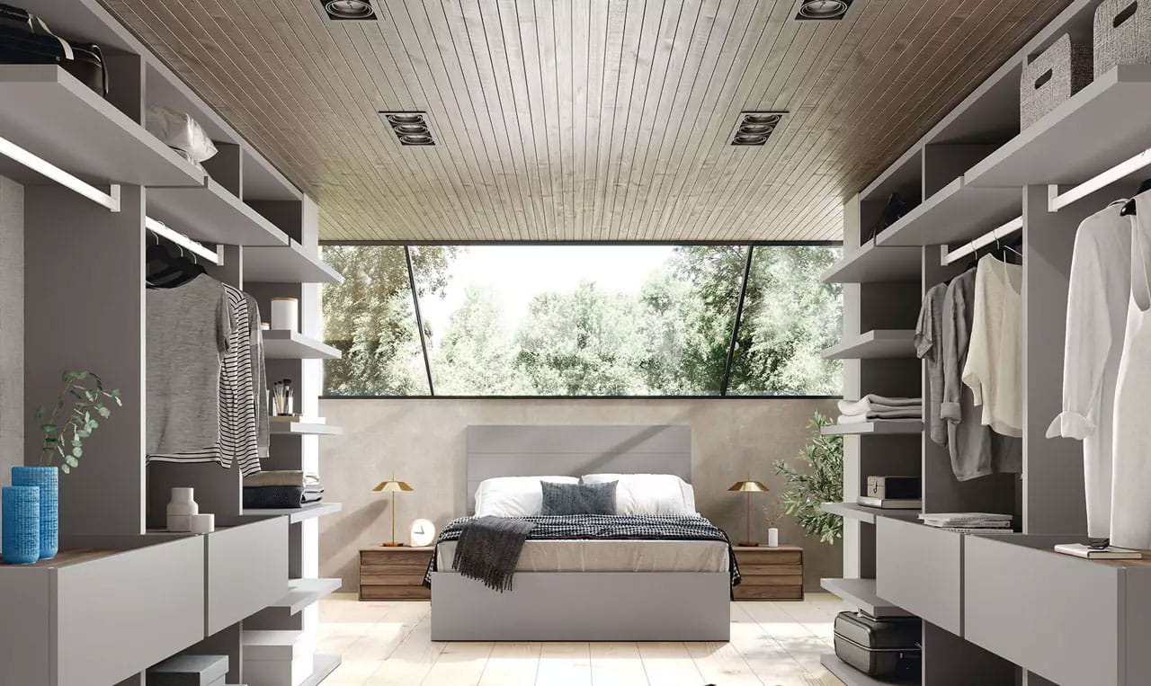 dormitorio con vestido de gran almacenaje