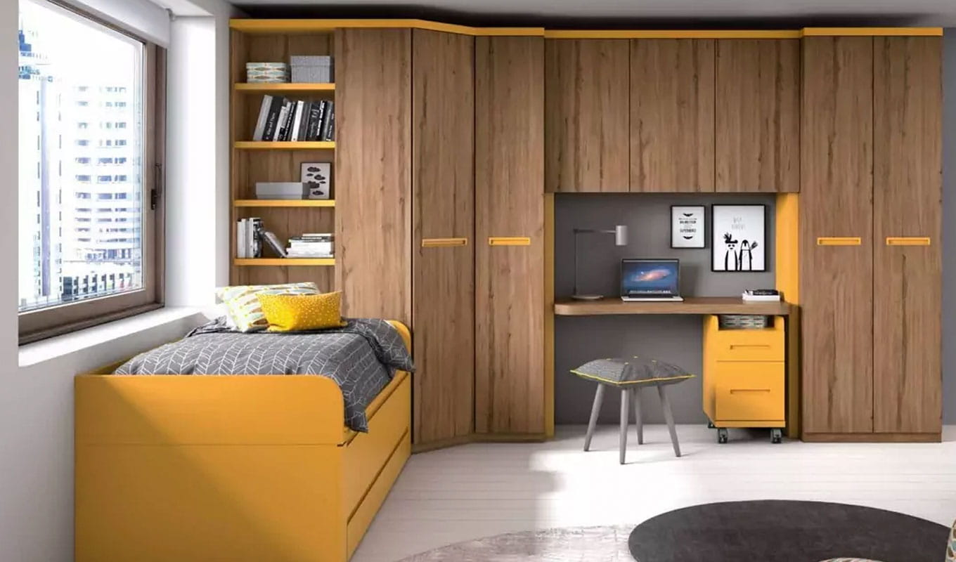 dormitorio-juvenil-armario-a-medida Conjunto dormitorio Madrid Hogar en colores verdes