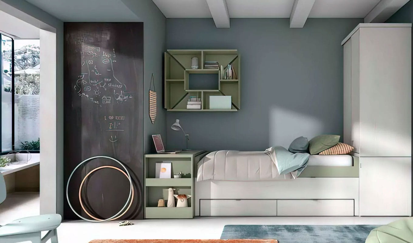 dormitorio-juvenil-cama-orden-y-almacenaje Almacenamiento en Dormitorio juvenil