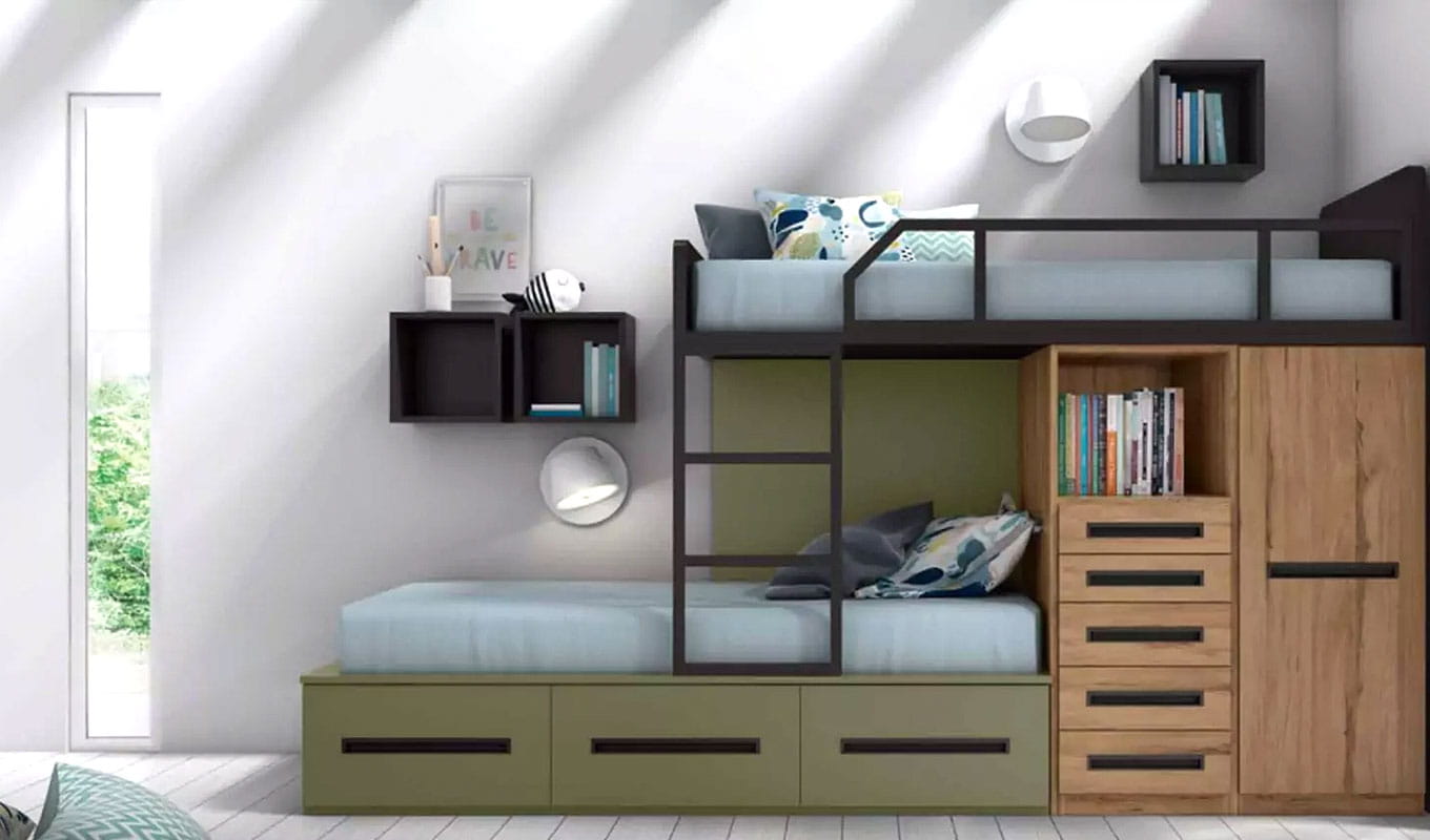 dormitorio-juvenil-cama4 Dormitorio juvenil con literas