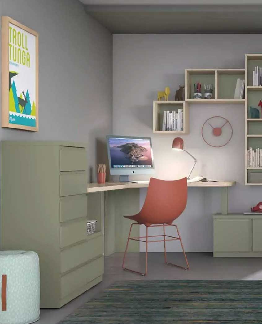 dormitorio-juvenil-iluminacion1 detalle consola mesa de trabajo en dormitorio