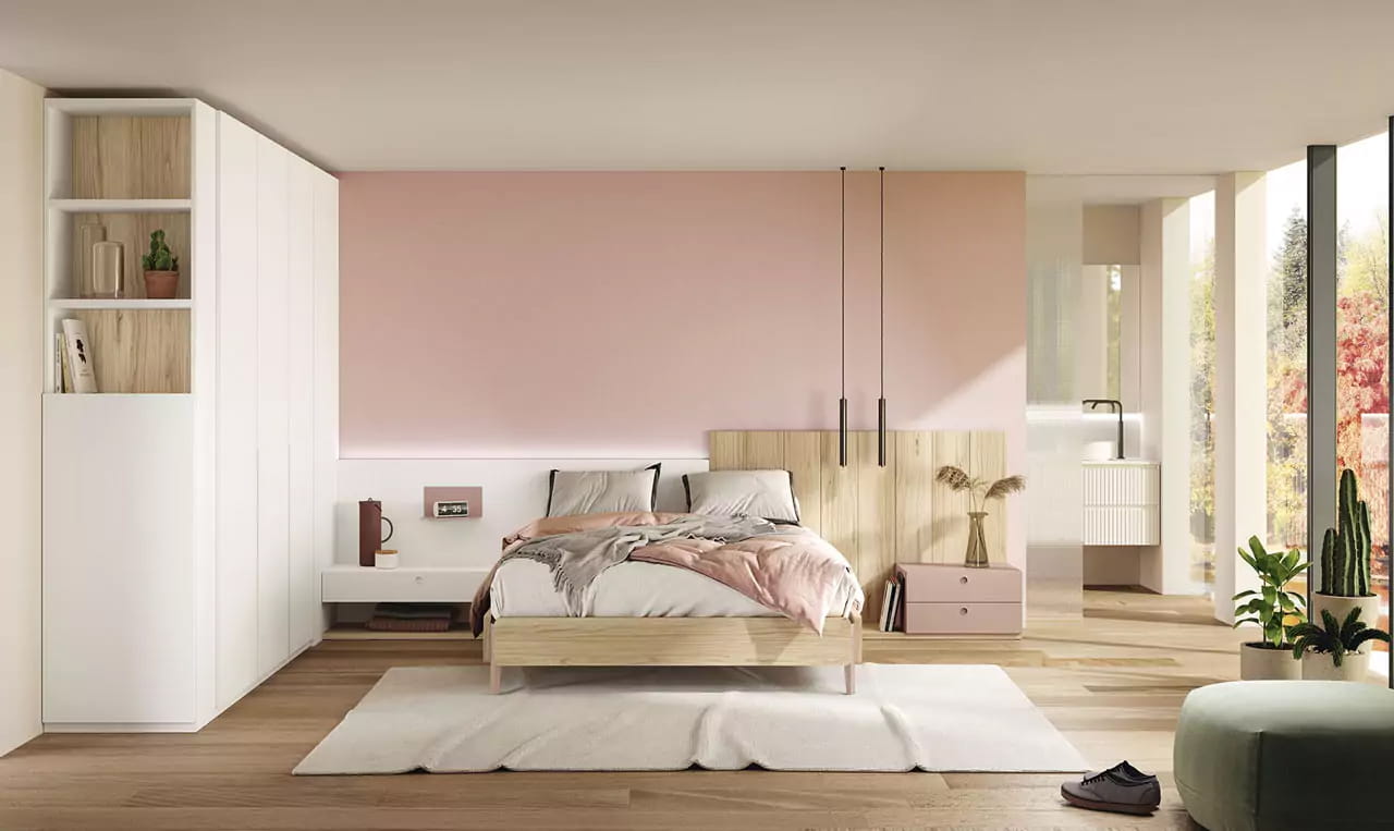 Conjunto dormitorio colores claros y brillantes