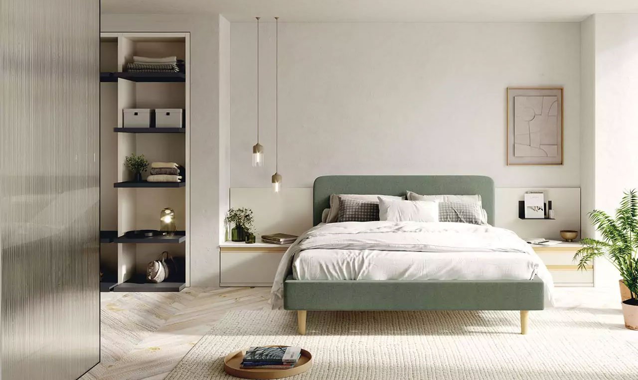 Conjunto dormitorio Madrid Hogar en colores verdes
