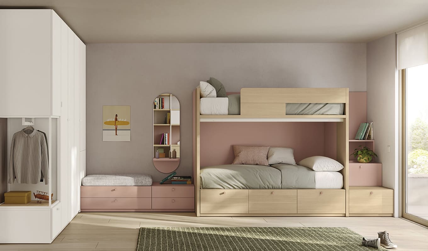 Madrid hogar, servicios. Mueble juvenil a medida. Composición juvenil litera 47 ANTAIX